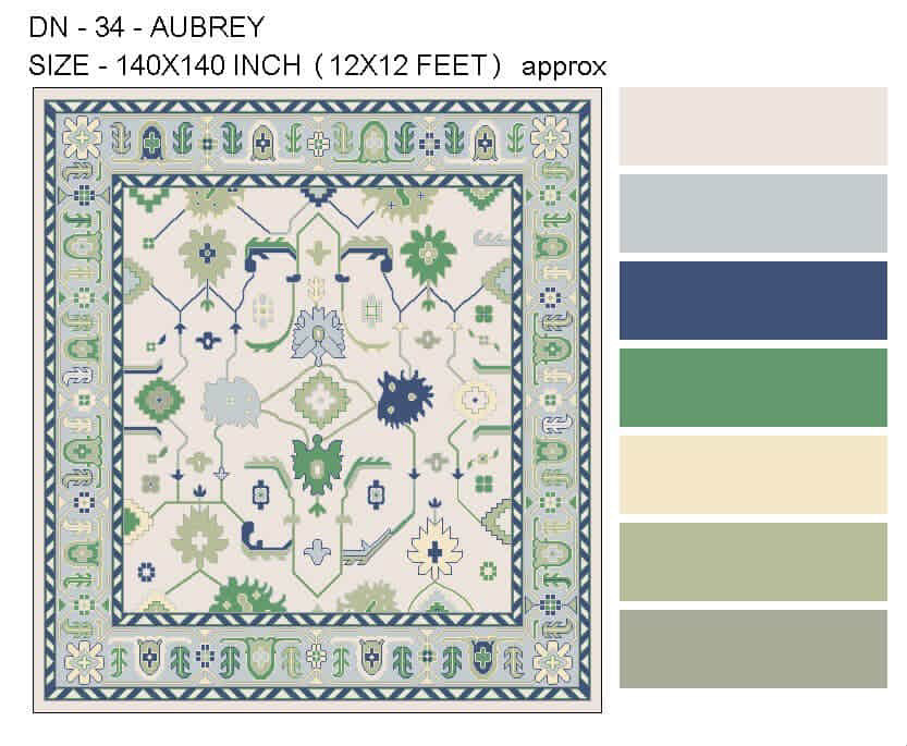 Custom Aubrey Rug 140x140 inch - 11.8x11.8 feet Bolder Green